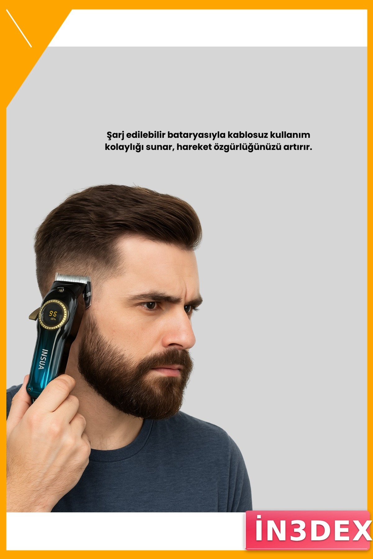 2000 mAh Şarjlı Saç Kesme Makinesi LCD Ekranlı Kablosuz