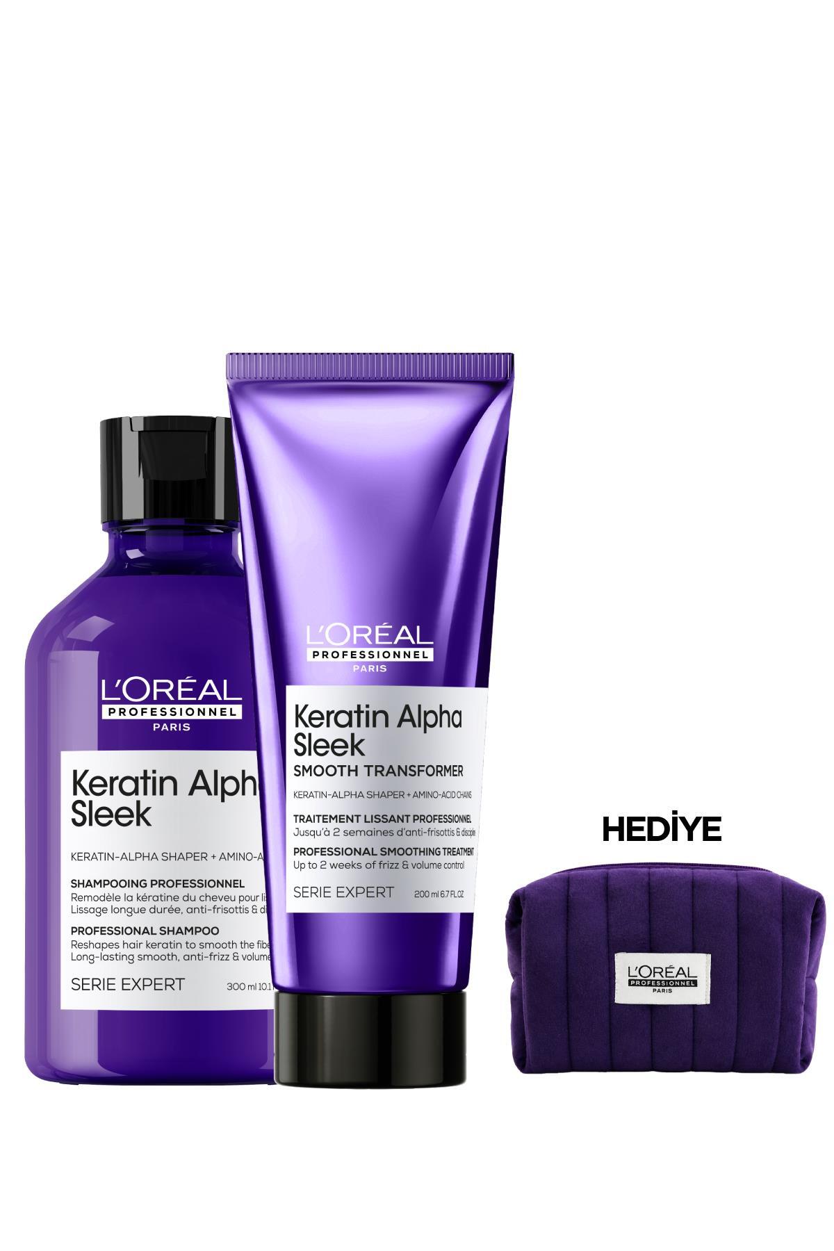 L'oreal Professionnel Serie Expert Keratin Alpha Sleek Düzleştirici ve Elektriklenme Karşıtı Bakım Seti — 3474637335748S2