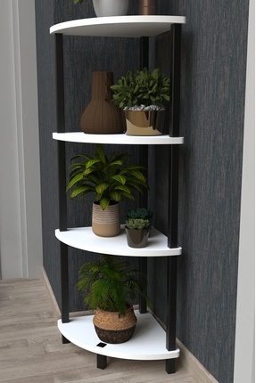 Remaks FLORA 4 RAFLI MOBLEN ÇİÇEKLİK SAKSILIK BALKON BAHÇE DEKOR RAF STAND-BEYAZ