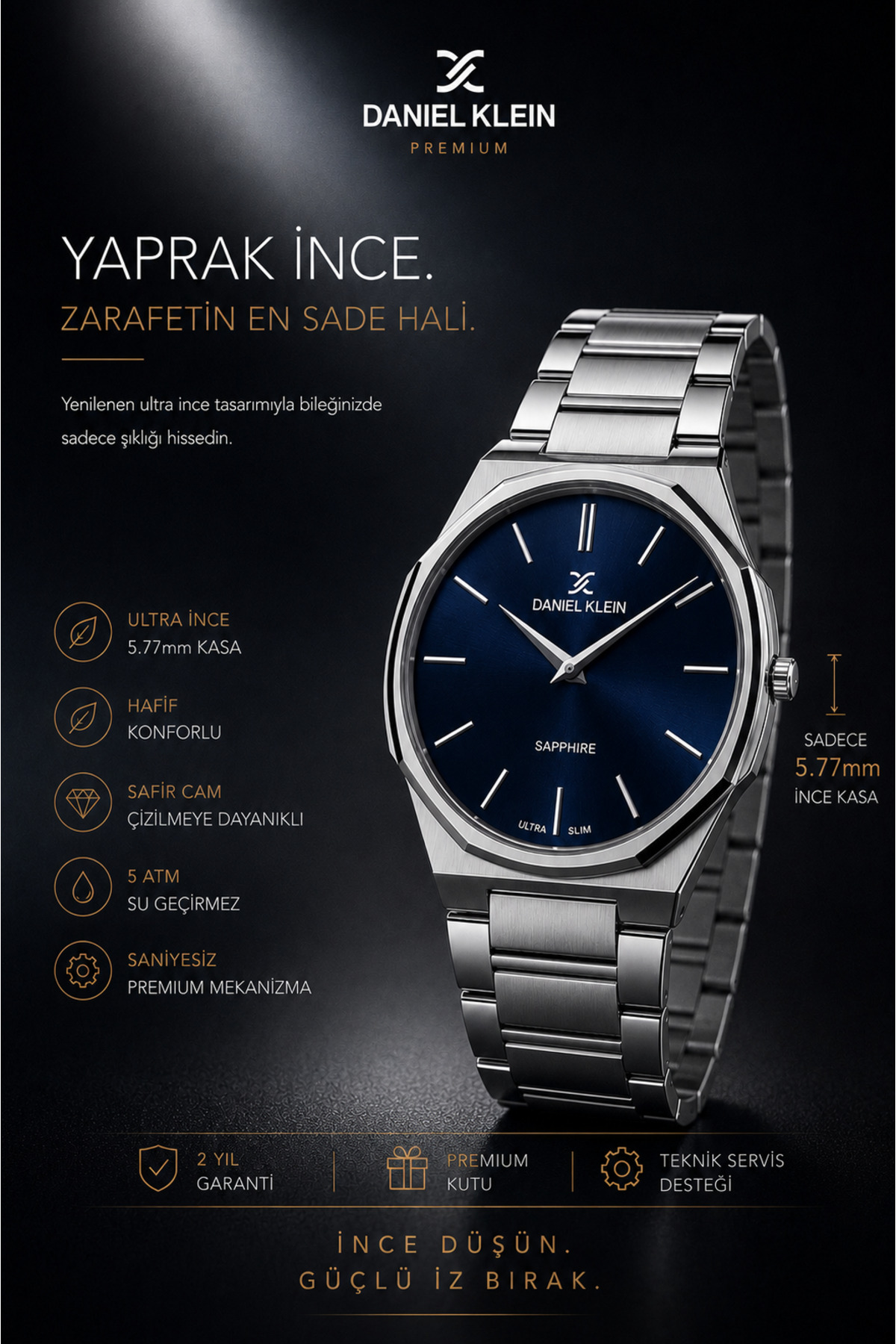 GIFT THIN LEAF CASE SAPPHIRE GLASS STEEL STRAP MENS WRIST WATCH 5ATM WATERPROOF 2YR GUARANTEED FATHER 'S DAY GIFT VALENTINE 'S DAY GIFT
