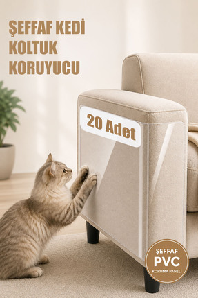 AYACO TREND Kedi Koltuk Tırmalama Koruyucu Şeffaf Yapışkanlı Mobilya Tırmalam...