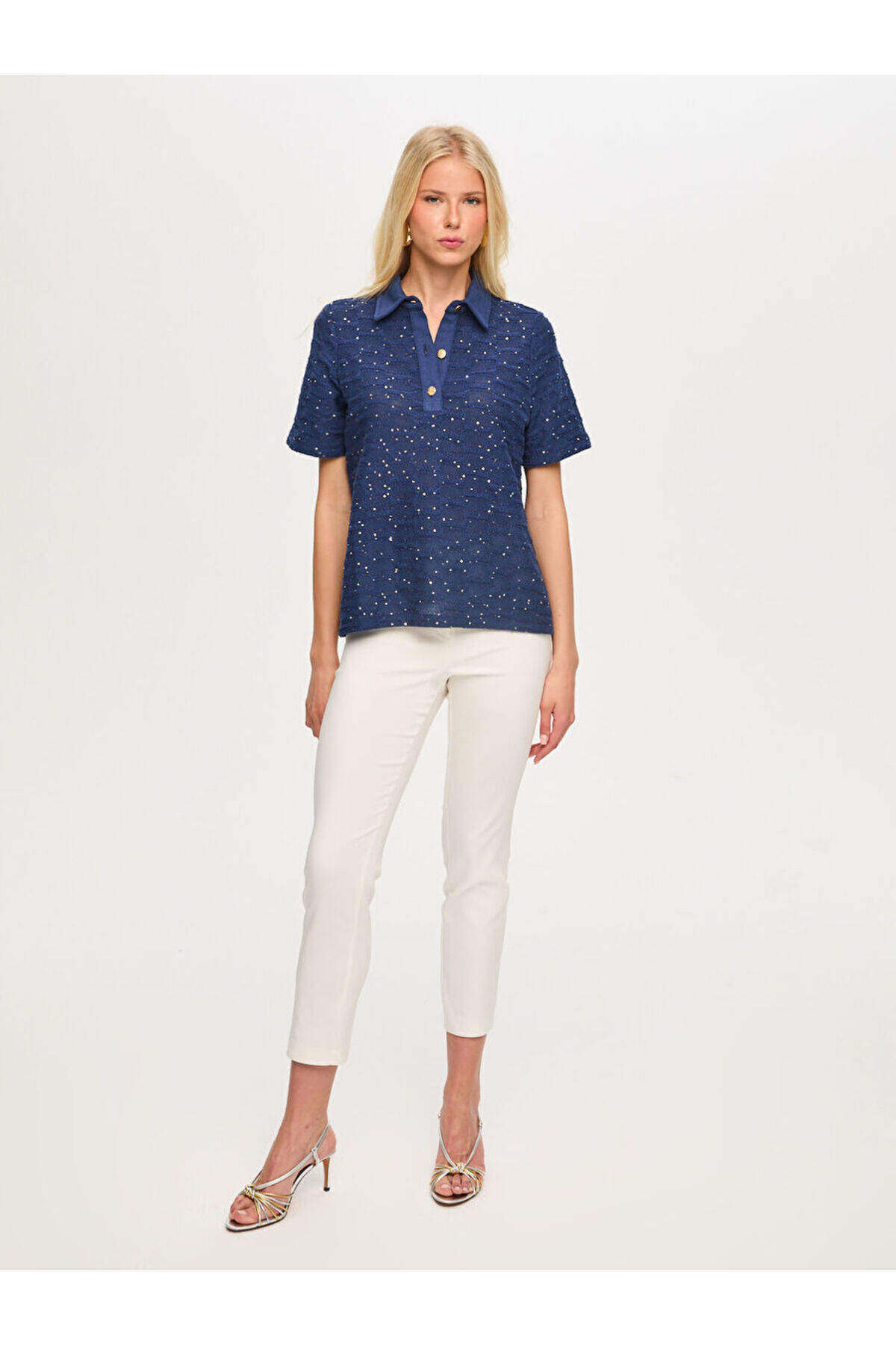 Polo Sequined Knitted Blouse S26BLZ015
