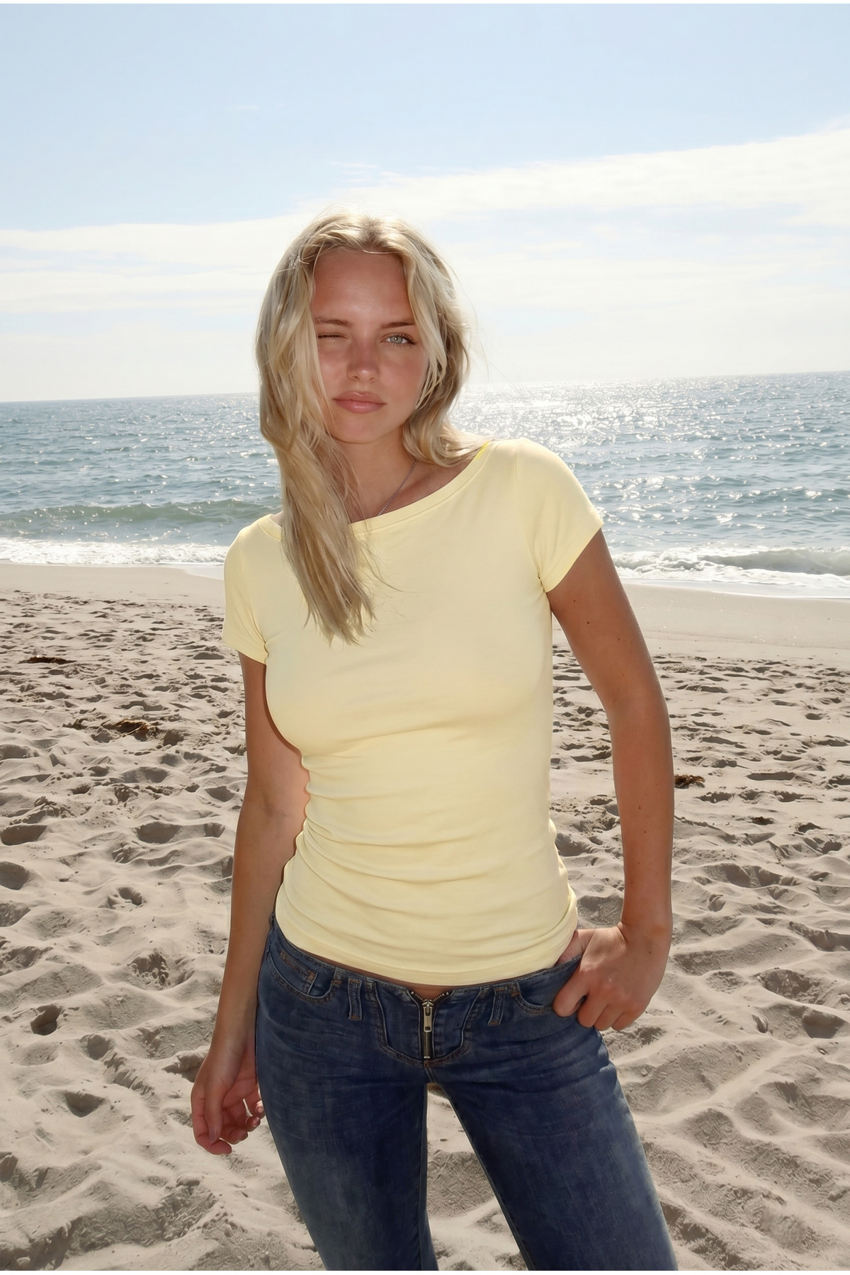 100% Cotton Ultra Soft Slim Fit Flexible Textured BOAT Neck SOFT YELLOW Women's T-Shirt