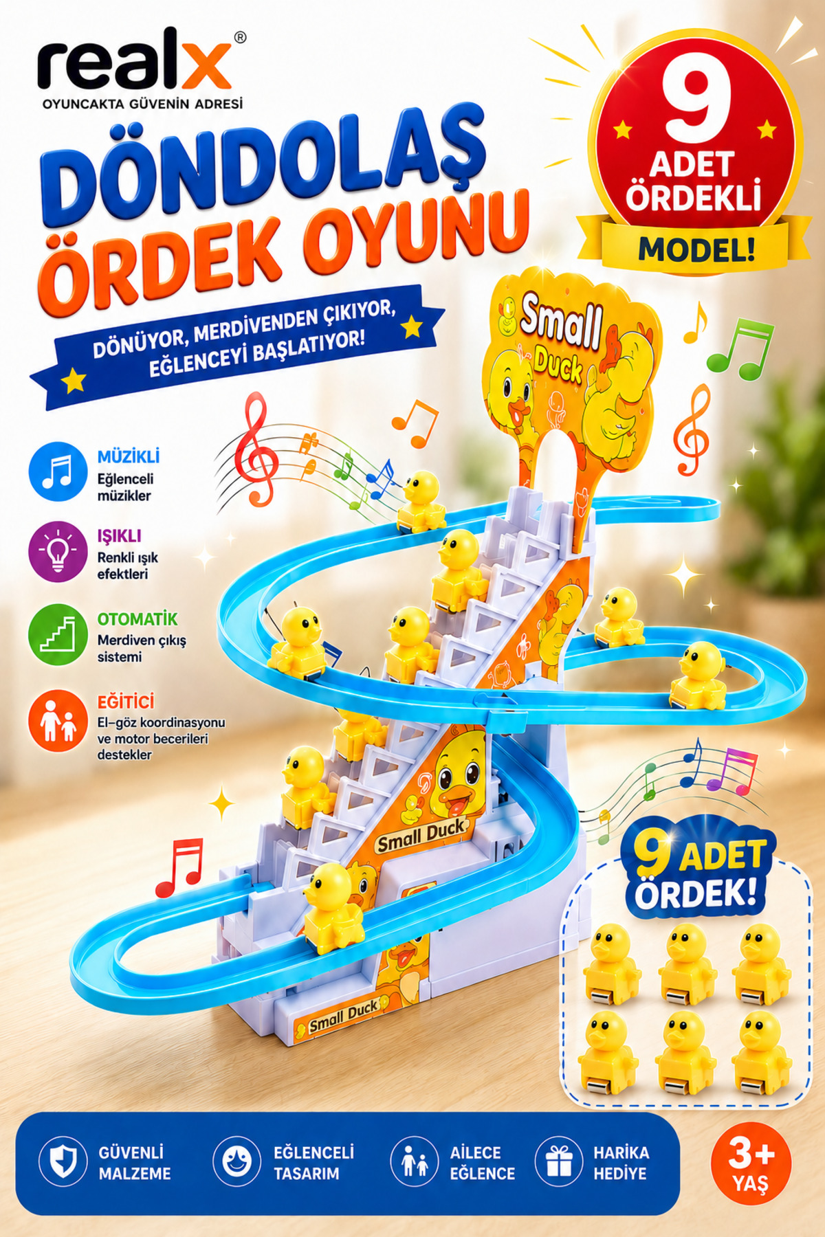 【KIDS用】LESQUE CHILL DUCK 7.375”【新品送料込】 Realx 9 Ördekli Small Duck Döndolaş Ördekler Müzikli Işıklı Dikkat