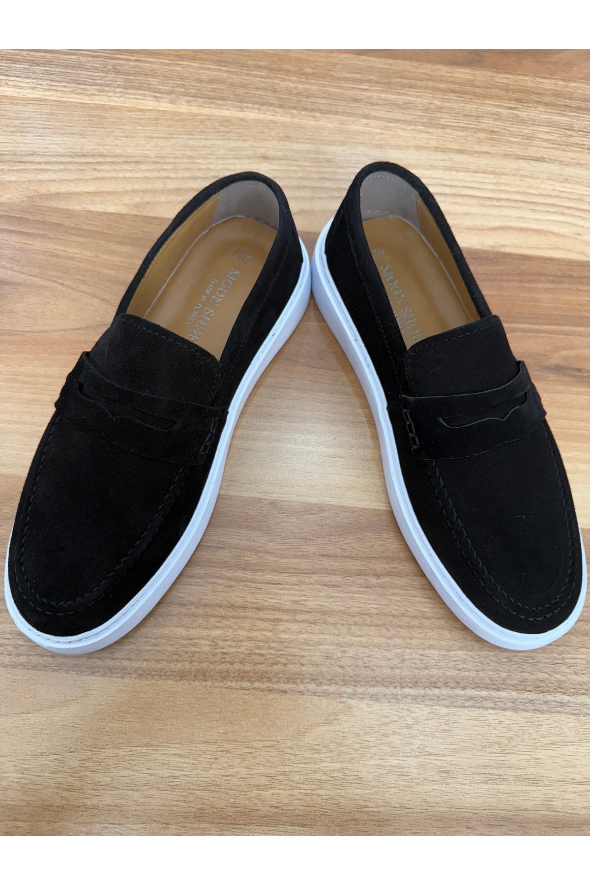 Milano Saphir LOAFER AYAKKABI KUZEY Siyah Suet Hakiki Deri Dikişli görsel 4