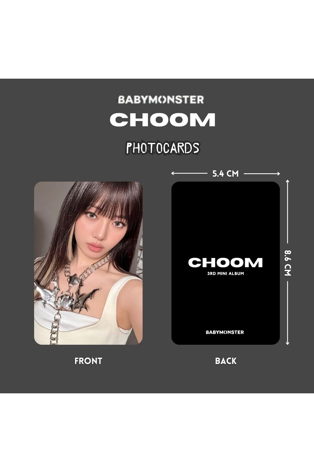 Kpop Dünyasi BABYMONSTER '' Choom '' Jewel B Ver. Photocards Set