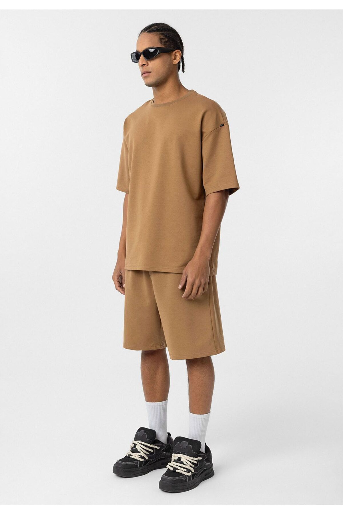Basic Oversize Şort Takım — بژ DND_30-269 — تصویر 2 از 6