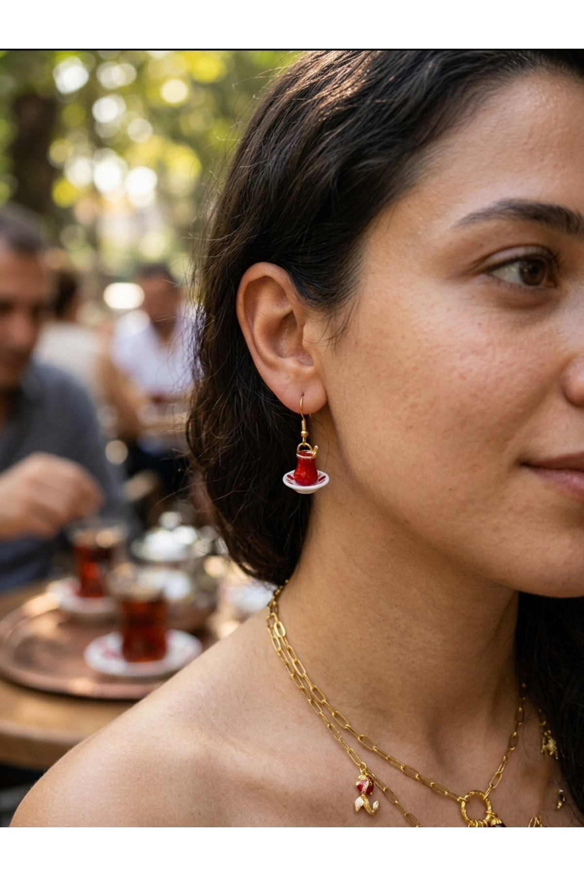 She Combines Minyatür İnce Belli Çay Bardağı Tasarımlı Küpe görsel 4