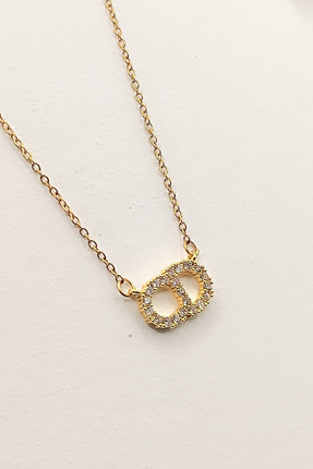 Burcu Dinçer Accessories Kadın Zirkon Taşlı İkili Tasarım Kararmaz Çelik Kolye