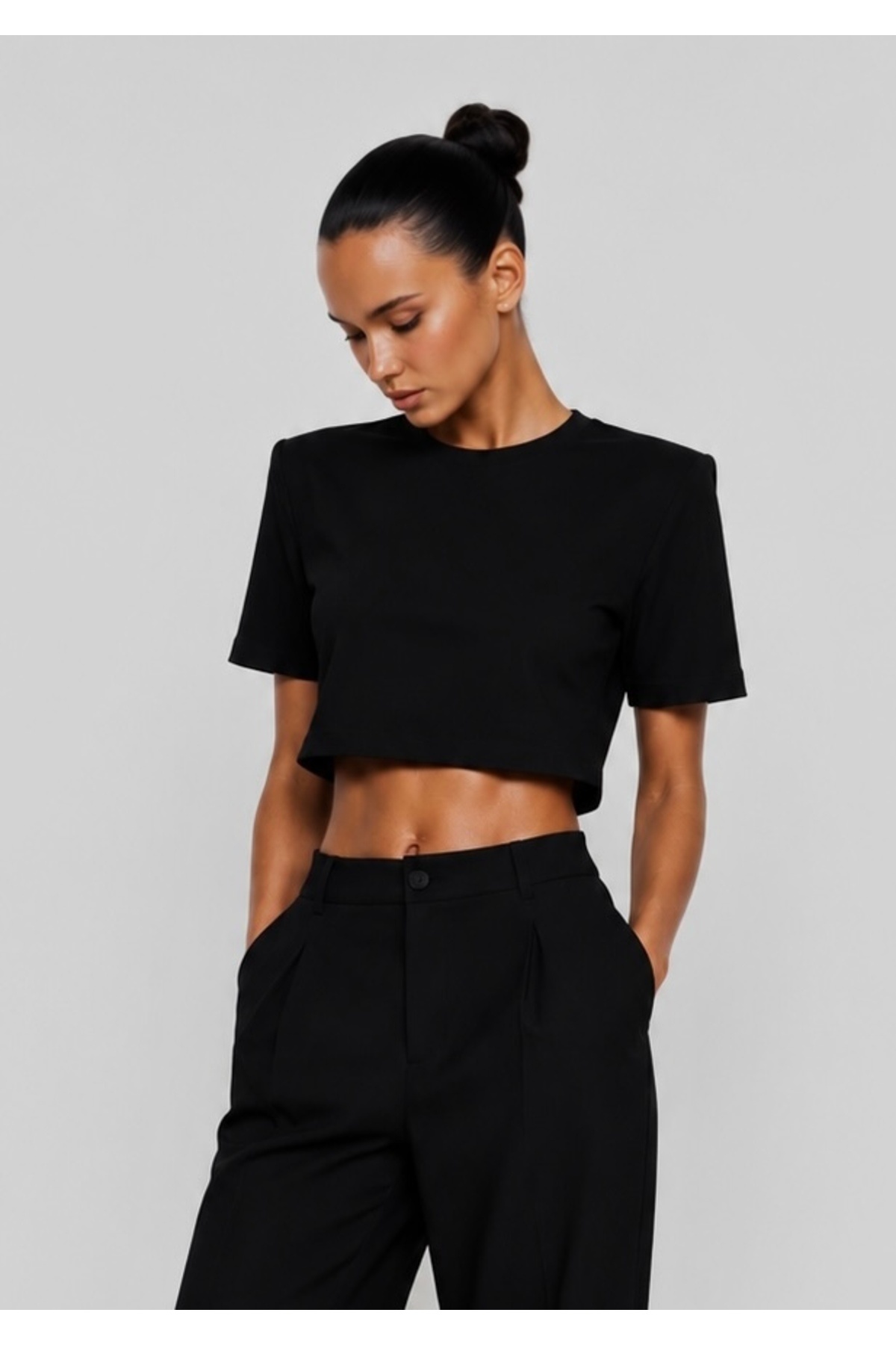 Basic Wadded Crop T-Shirt