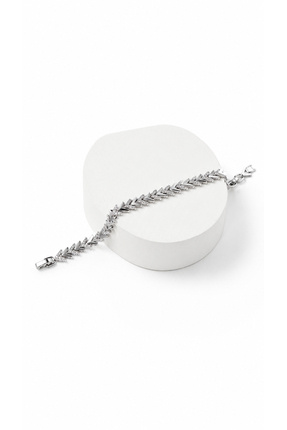 PEEM jewelry Kadın Gümüş Renk Geometrik V Model Zirkon Taşlı Su Yolu Bileklik