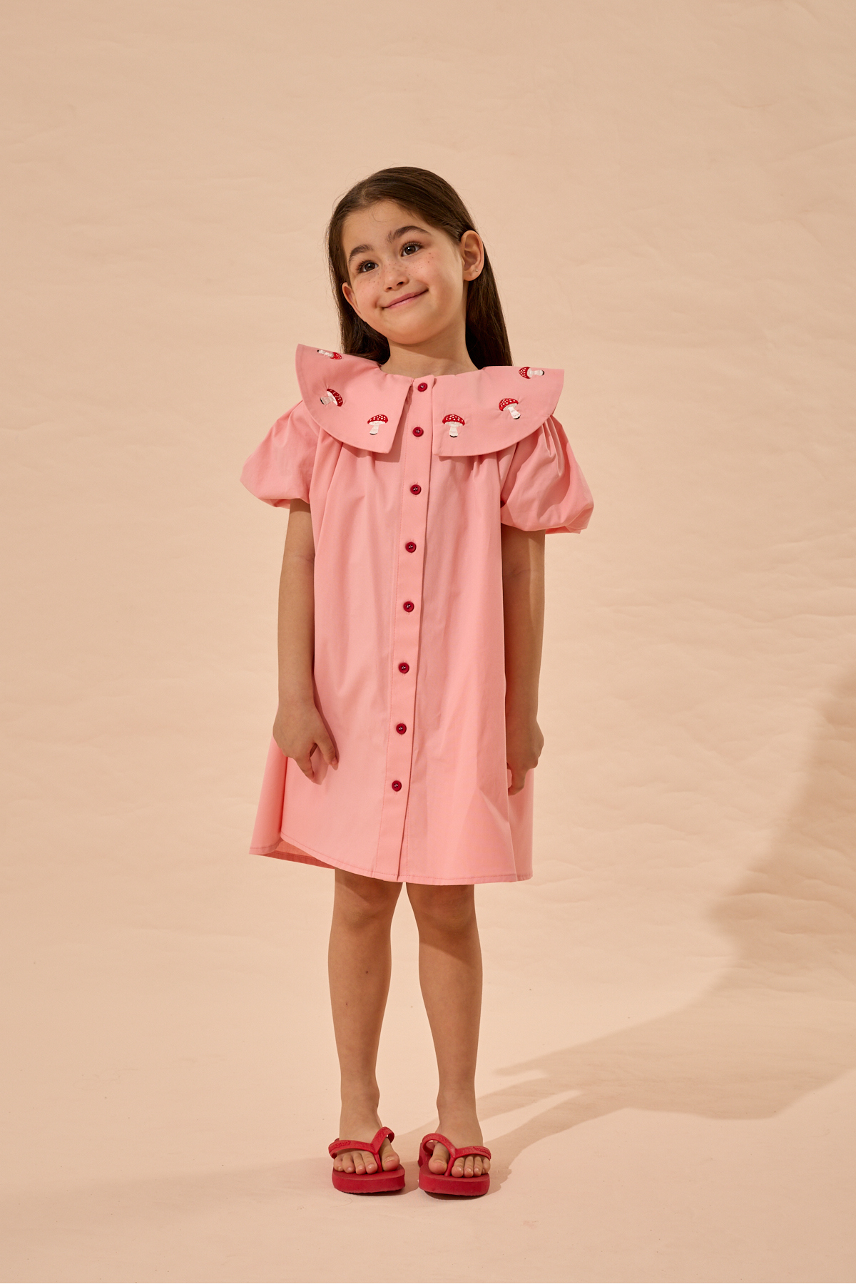 Fahhar Kids Mantar Nakışlı Elbise Pembe