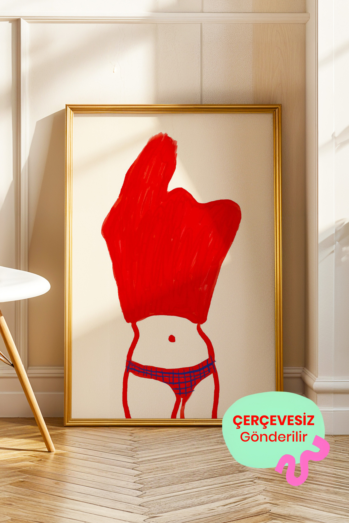 Kadın Figürlü Poster Minimal Modern Duvar Tablosu Çerçevesiz