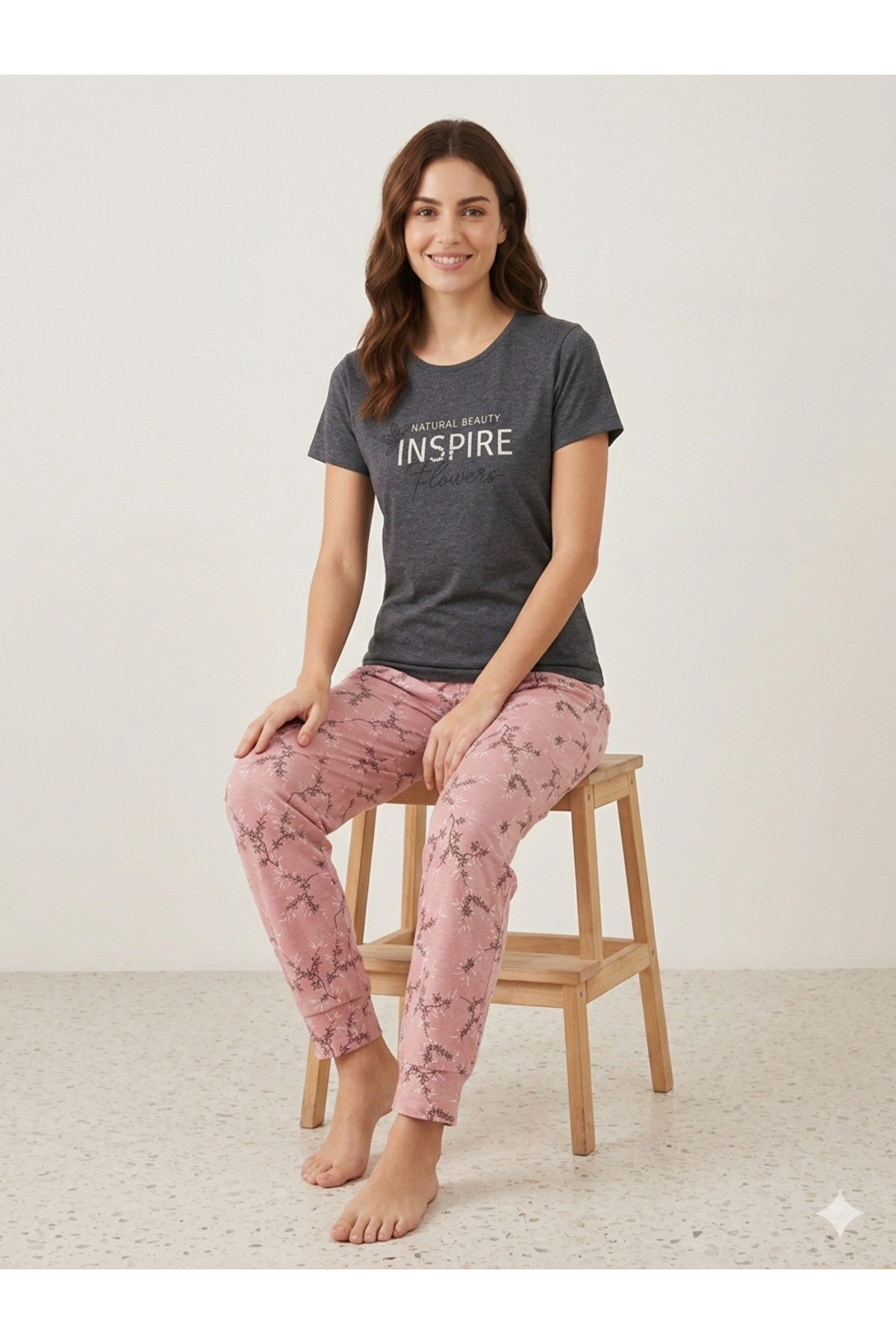 fameshomewear Zero Collar Pajama Set Printed