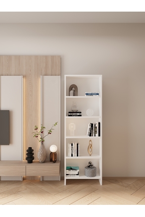 LİGNO MOBİLYA Modern Açık Raf Salon Kitaplığı - 162 cm Dekoratif Aksesuar ve ...