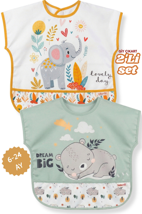Bebechi 2'Li Set Fil-Koala Kısa Kollu Bağlamalı Ayarlanabilir Sıvı Geçirmez A...