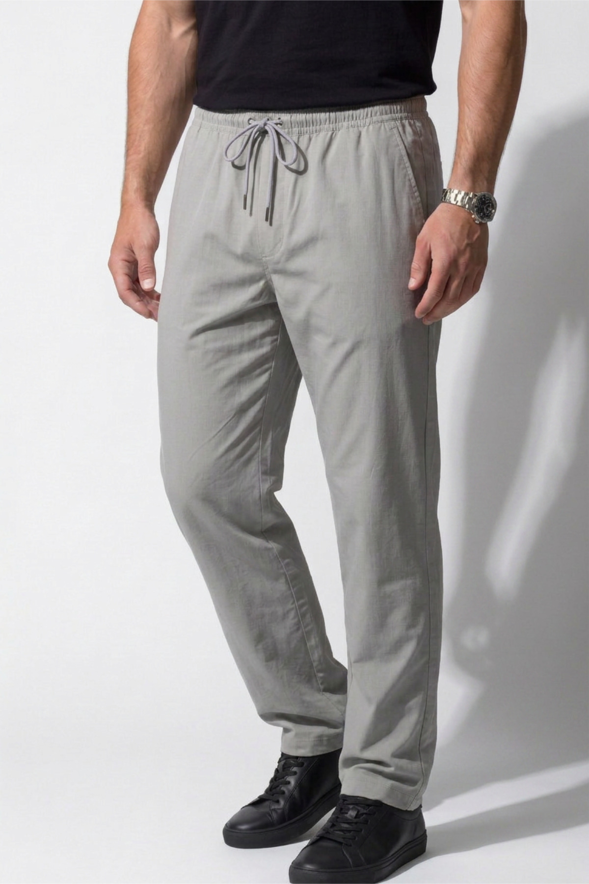 Men's Gray Parachute Fabric Oversize Ultra Lightweight Pants Wide Leg Comfortable Casual Sports