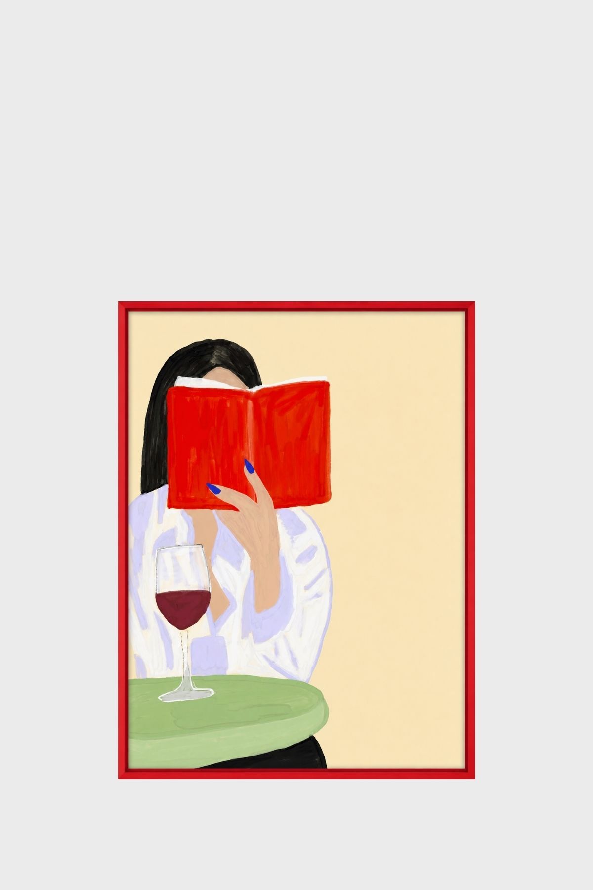 Kitap Okuyan Kadın Poster, Modern Figüratif İllüstrasyon Tablo Çerçevesiz