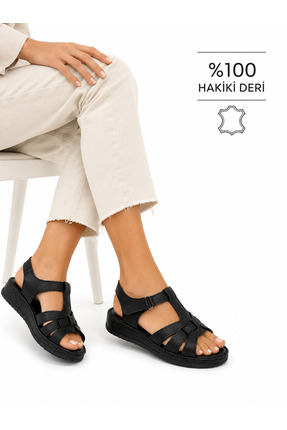 CookaShoes Cooka Shoes %100 Hakiki Deri Kadın Sandalet – Dolgu topuk - Anatom...