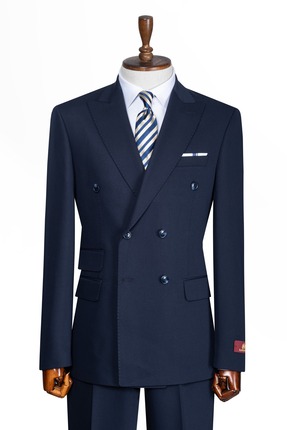 ilayda emir Luxury Erkek Takım Elbise, Slim Fit, Kruvaze Lacivert, Kırlangıç ...