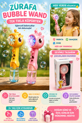 Sıraç İthalat Zürafa Bubble Wand Işıklı Baloncuk Tabancası