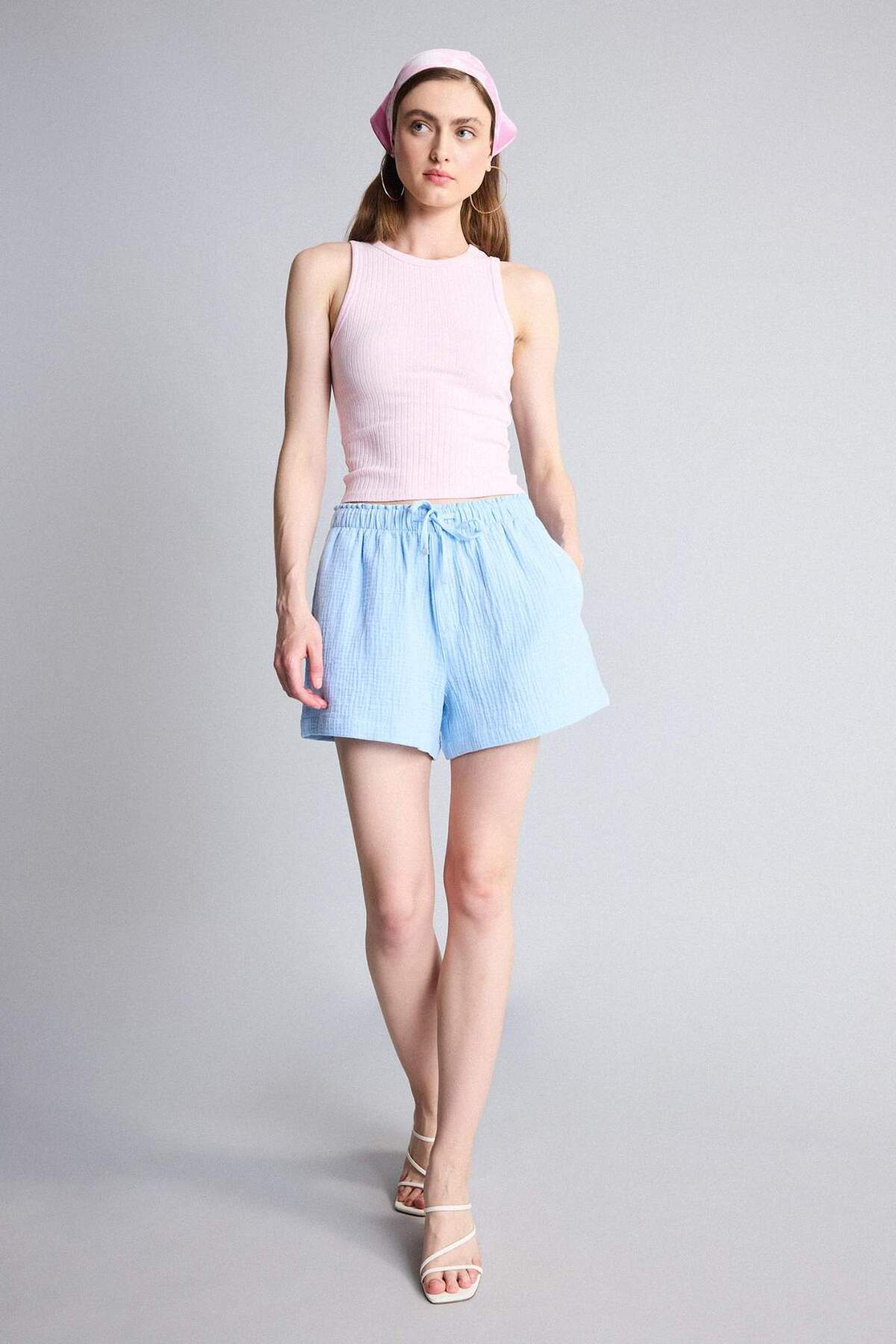 DeFacto Slım Fit Halter Yaka Fitilli Açık Pembe Atlet A8859AX26SM görsel 2