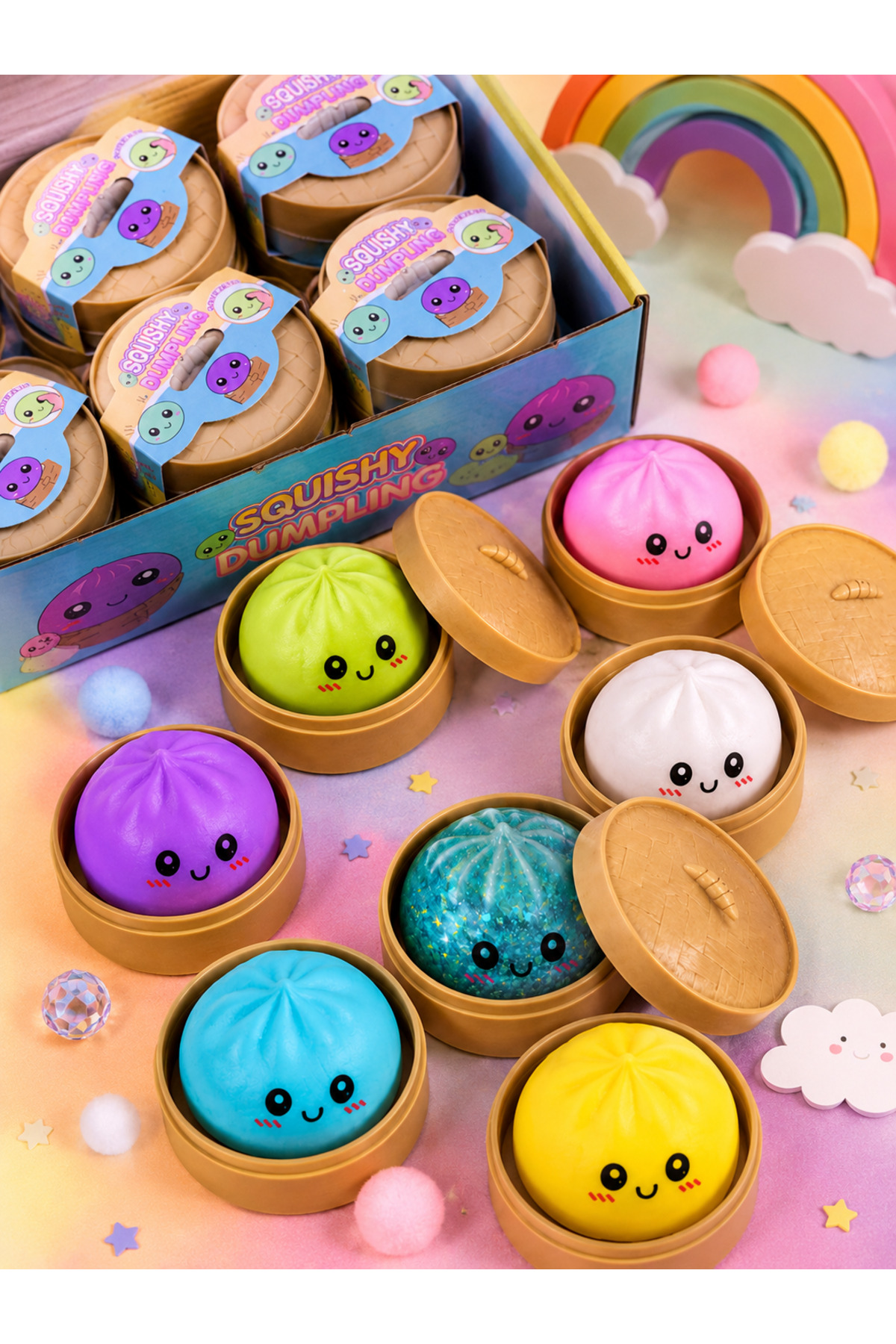 dumpling Çin Mantısı simsiz Squishy sürpriz oyuncağını ve farklı renkli mantı