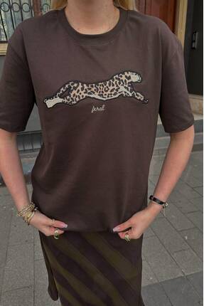bycollectionluxury Leopar desen tişört