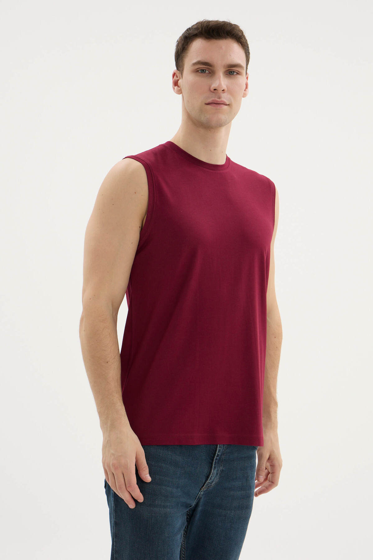 Men's Zero Neck Sleeveless T-Shirt Modal-Cotton