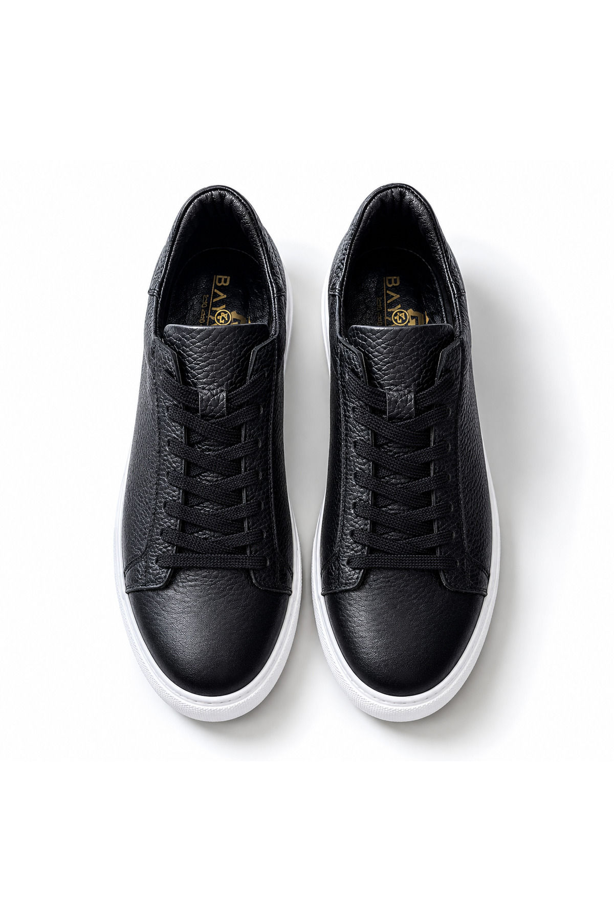 Cooka Shoes Büyük Numara Erkek Sneaker %100 Hakiki Deri Siyah Günlük Ayakkabı 47 48 49 50 Numara