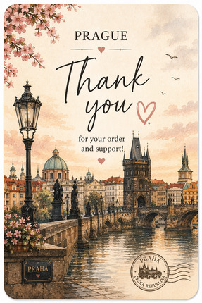 Papelia Prague Temalı Thank You Kartı 8x5 cm | Sipariş Teşekkür Kartı | Paket...