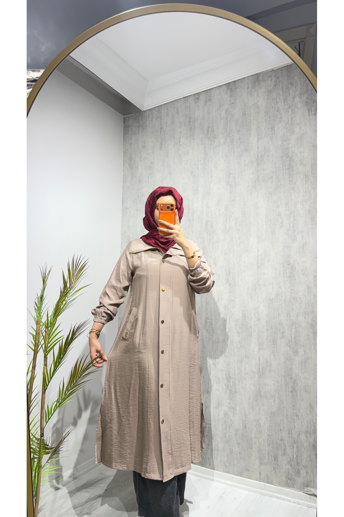 BELİS WEAR Kadın Cepli Çıtçıtlı Uzun Kap Tunik Çilek Kap Yazlık