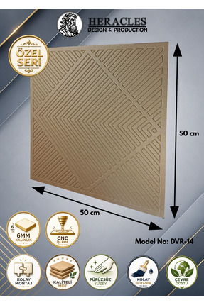 HRC Dizayn 3D Görünümlü MDF Dekoratif Duvar Paneli 50x50 cm 6 mm CNC İşlemeli...
