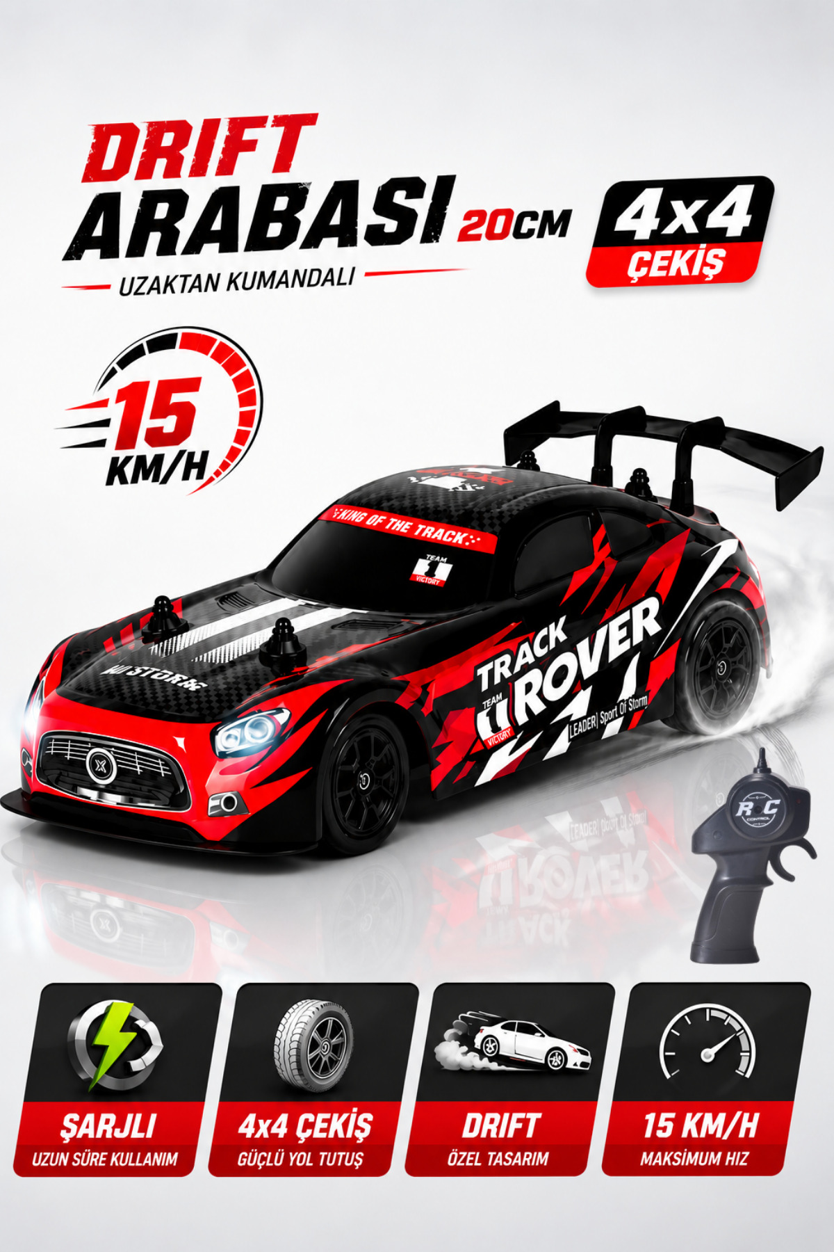 1\10th Xstr power 4WD ラジコン　YJC410 YILDIRIM OYUNCAK Uzaktan Kumandalı Şarjlı Drift Araba 20cm – 4x4