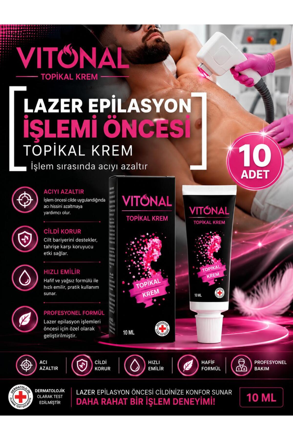 Anestezi Etkili Lazer Epilasyon, Dövme, Dolgu Botoks Ve Sir Ağda Öncesi Topikal Krem 10 Ml-10'lu set 👉 "Hassasiyet Azaltıcı — VAKR — تصویر 4 از 6