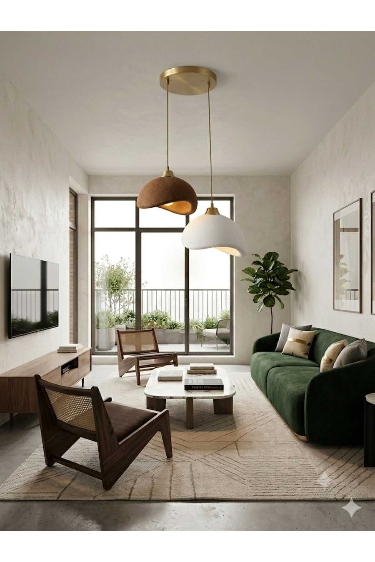 Scandinavian &Bohemian 2nd Pendant with Concrete Look -STYLISH Design, (RUSTIC Bulb Gift)