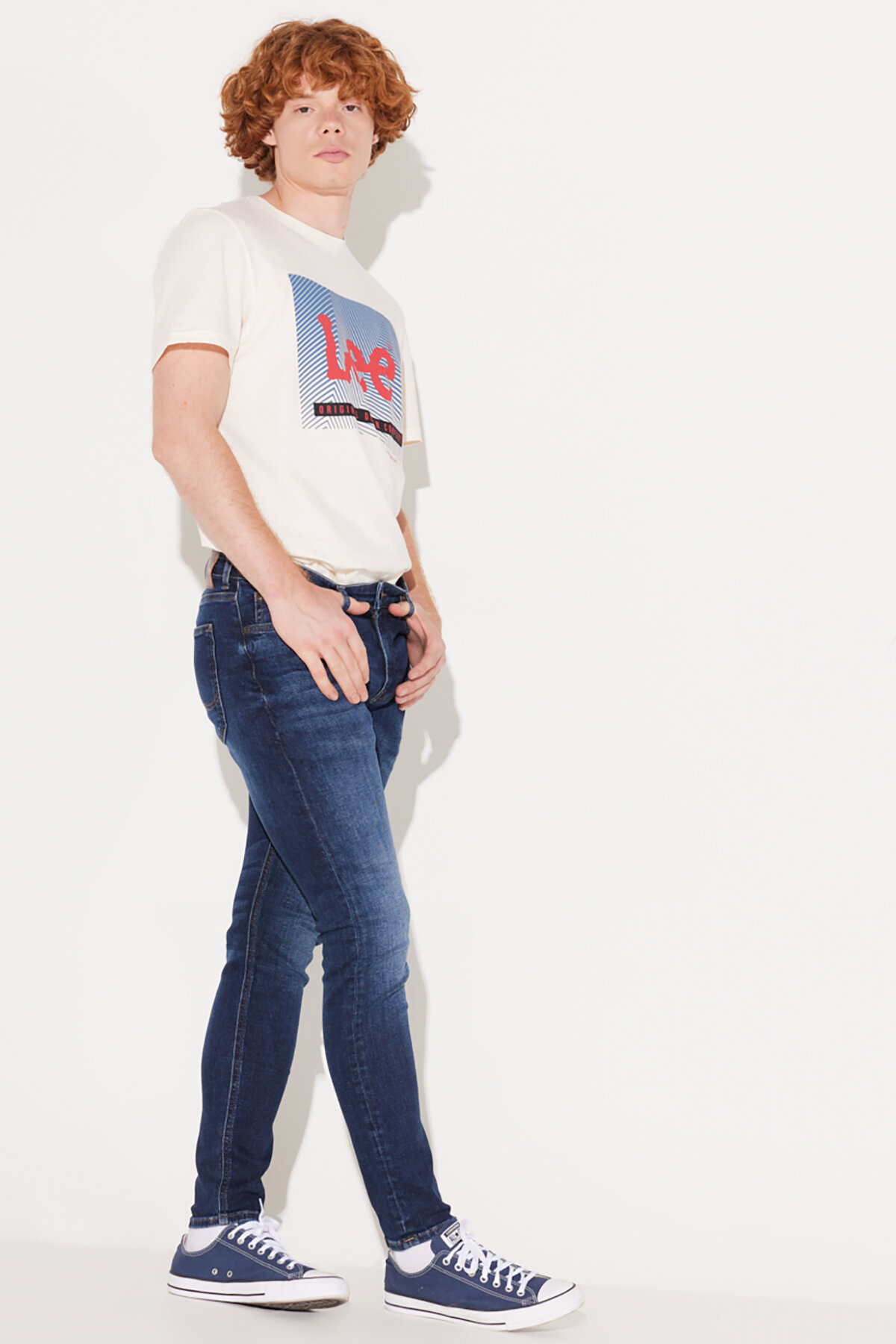 Lee Malone Skinny Fit Dar Kesim Normal Bel Koyu Mavi Esnek Jean Kot Pantolon görsel 3