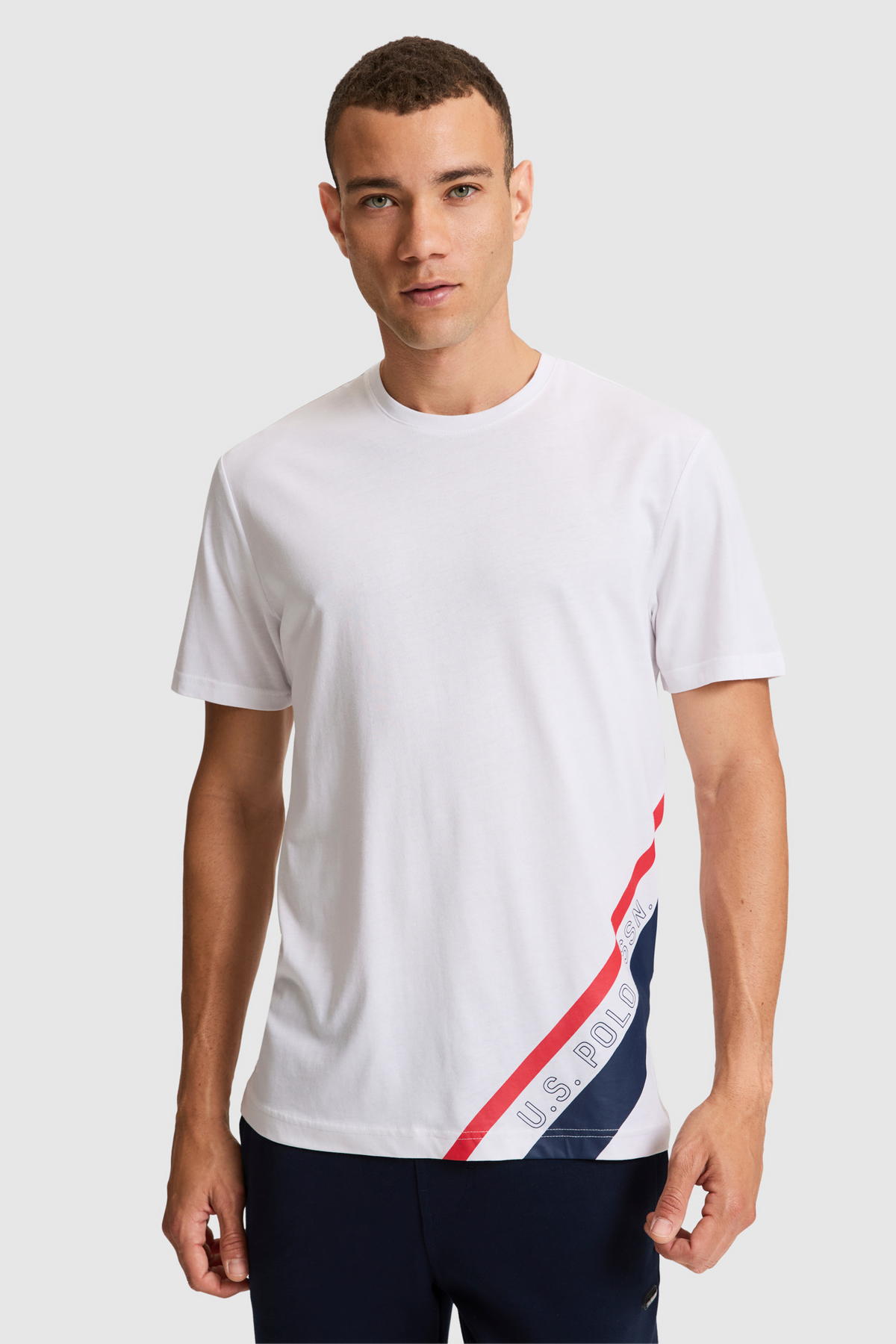 U.S. Polo Assn. Men's White Regular Fit Crew Neck Basic T-Shirt 50326958-Vr013