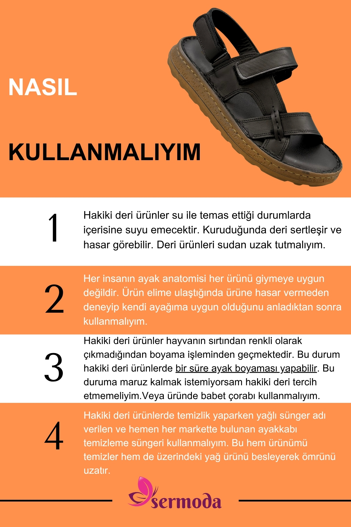 sermoda Hakiki Deri Erkek Sandalet - Yumuşak Kalın Tabanlı Hakiki Deri Erkek Sandalet Siyah görsel 8