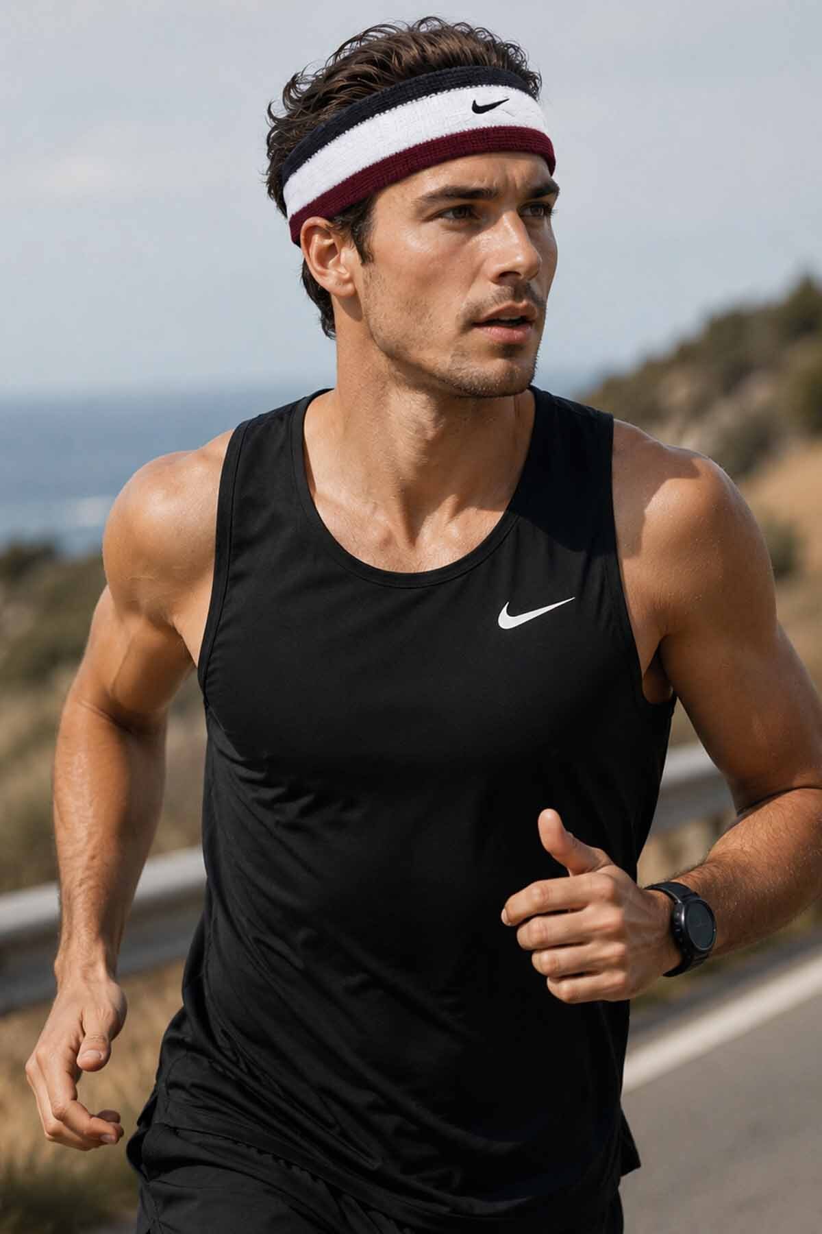 هدبند ورزشی سفید Swoosh نایکی تل مو Nike