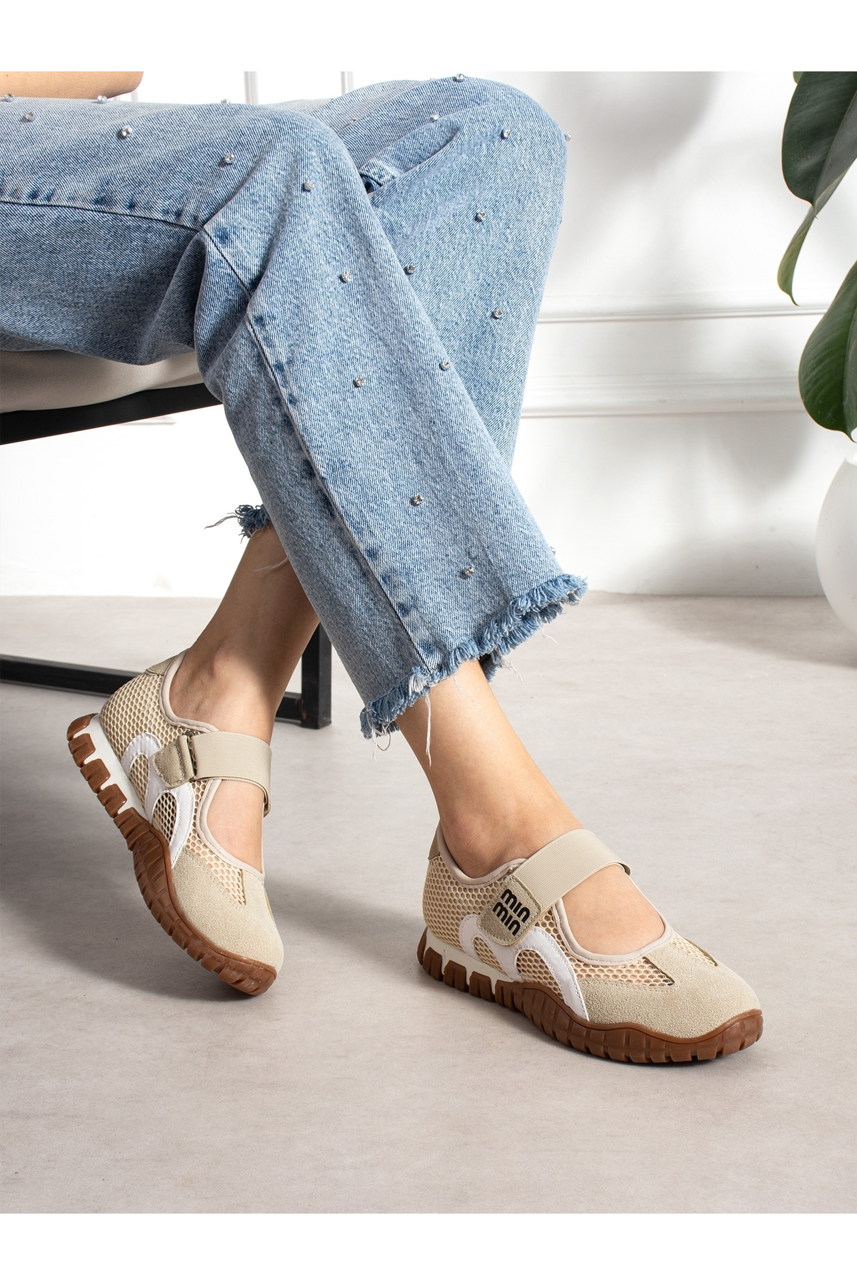 ALEMDAR AYAKKABI MENDO Krem Kadın Sneakers