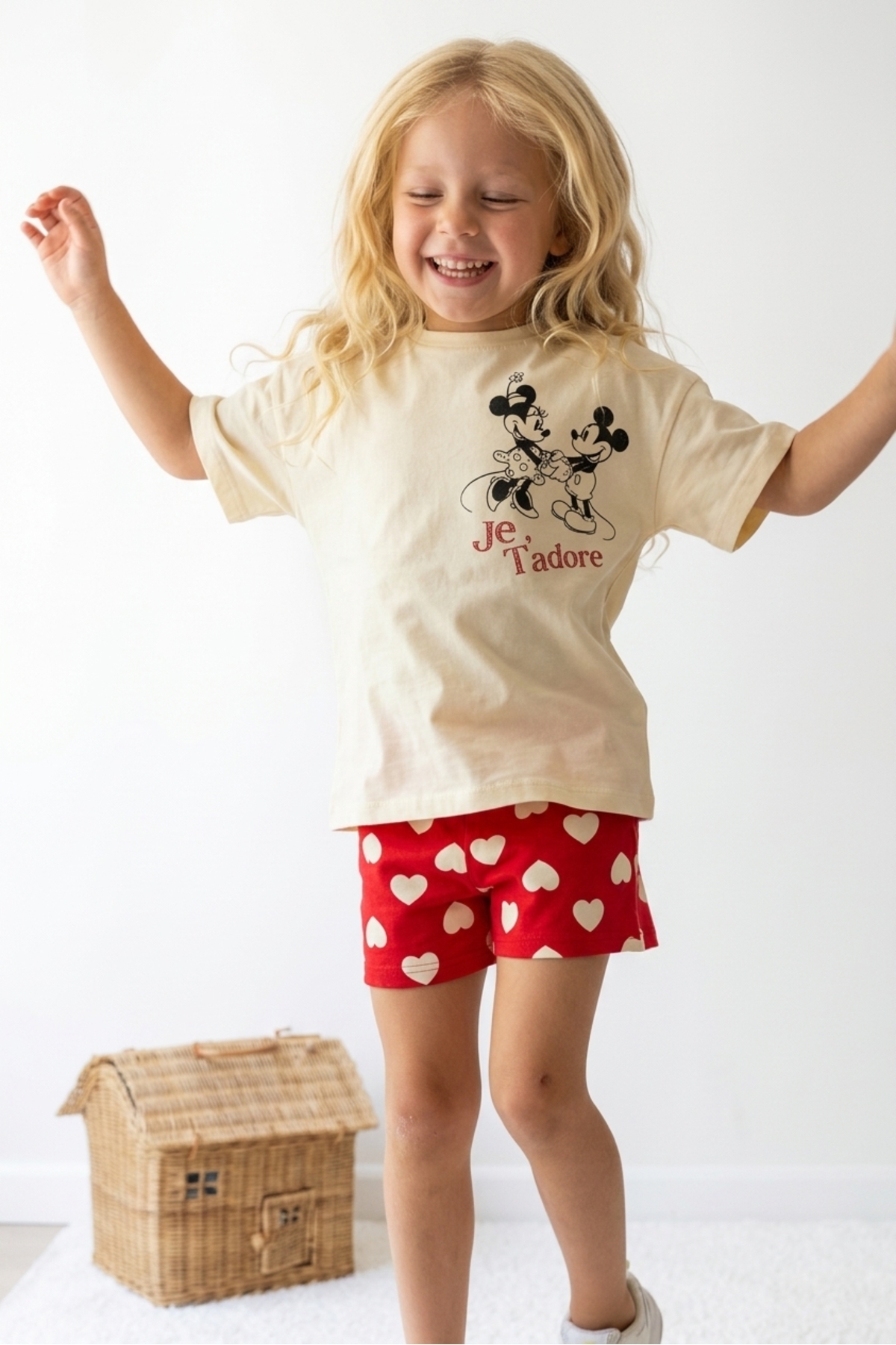 miviko Girl's Summer Shorts Set Very Stylish New Model Top and Bottom Shorts Set with Heart Pattern Stylish Cotton Full Stretchable 78777