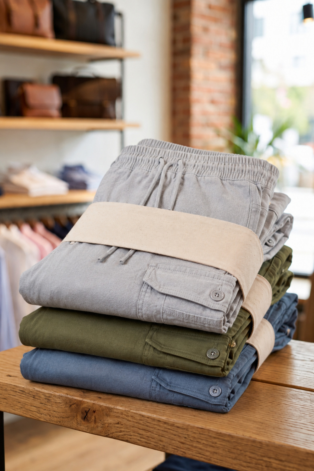 DAMGA JEANS Erkek Kargo Cepli 3 Lü Bol Keten Pantolon
