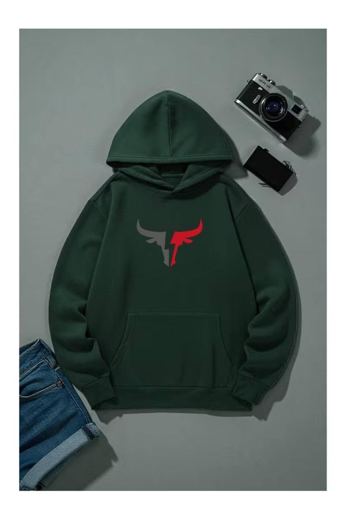 ZİYMO Men's Hooded Printed Relaxed Fit Sweatshirt