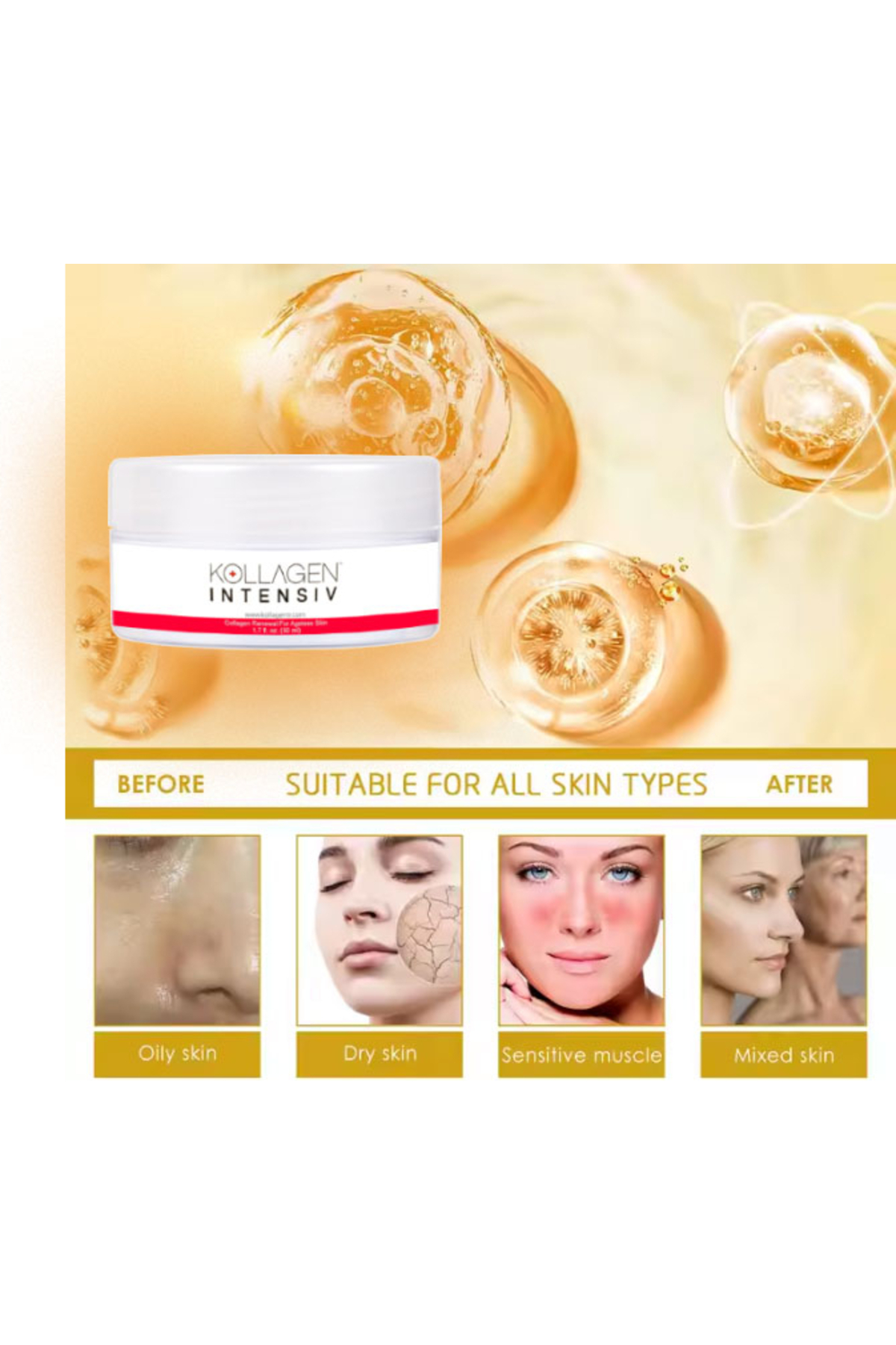 Kollagen Intensiv Cream 50 ml Bakım Kremi — GU-EYF-15489-VIALIVA01 — تصویر 3 از 3
