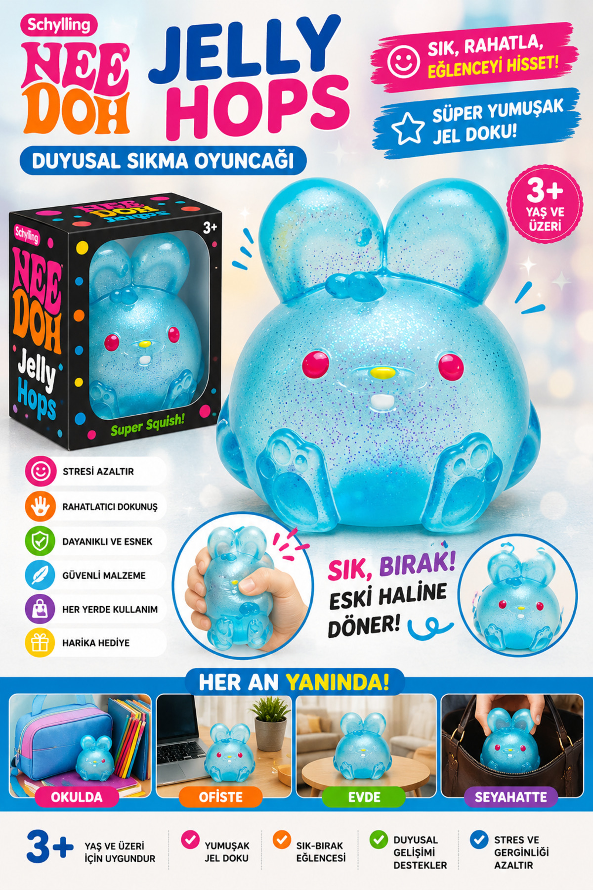 Firsatkolay Schylling NeeDoh Jelly Hops Sıkılabilir Squishy