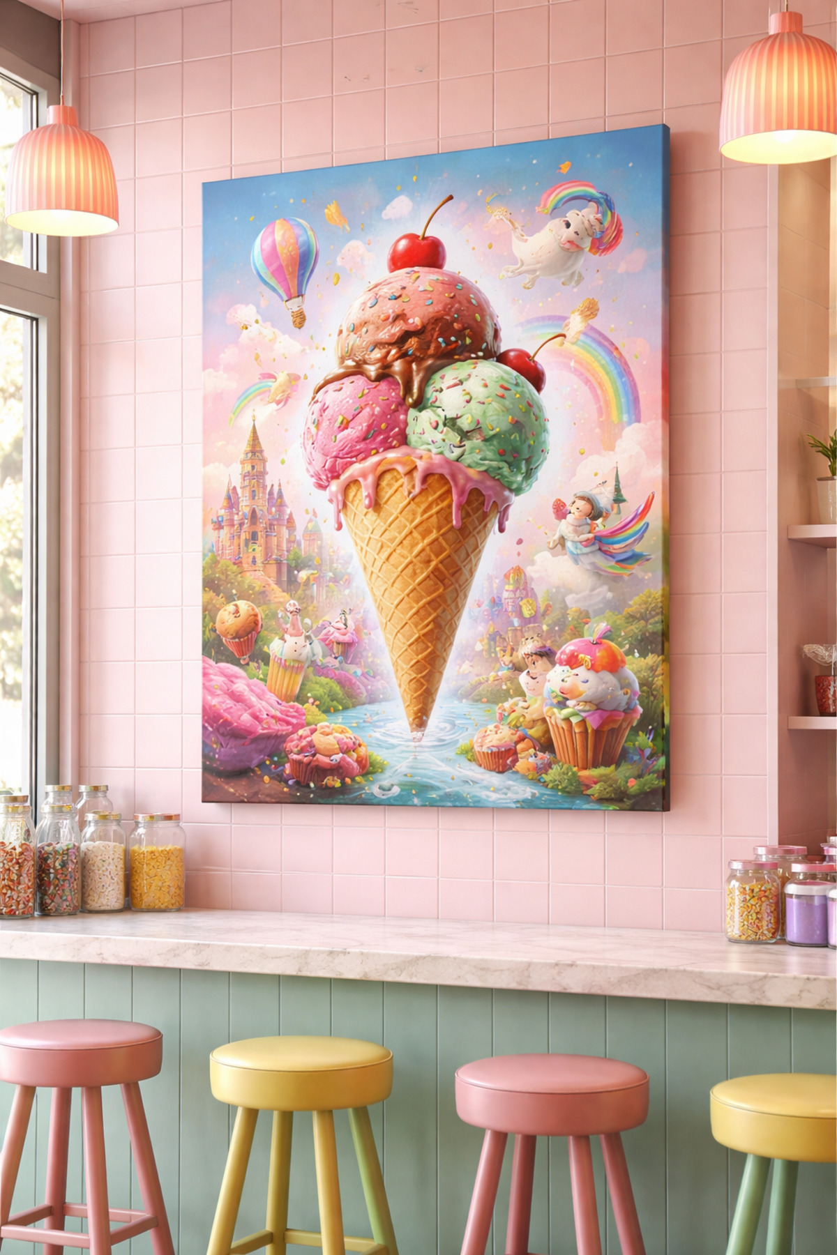 Dondurma Düşleri Temalı Kanvas Tablo - 60x80 cm