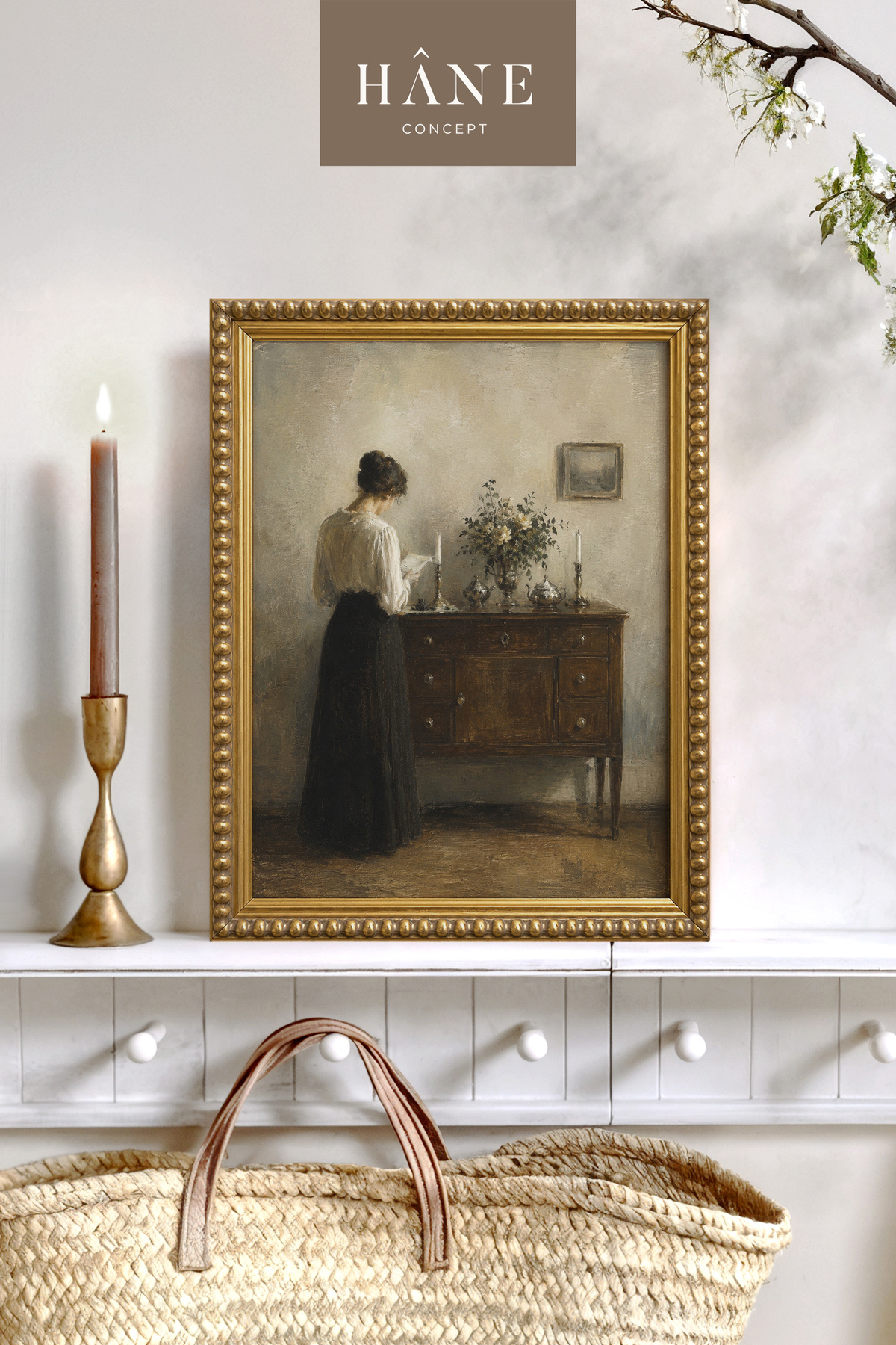 Vintage Interior Framed Painting, Classic Home Decor Framed Painting