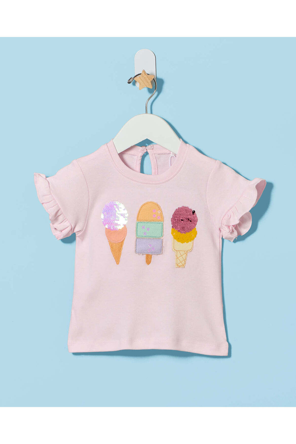 REDTAG Infant Girls Pink Ice Cream Artwork T-shirt