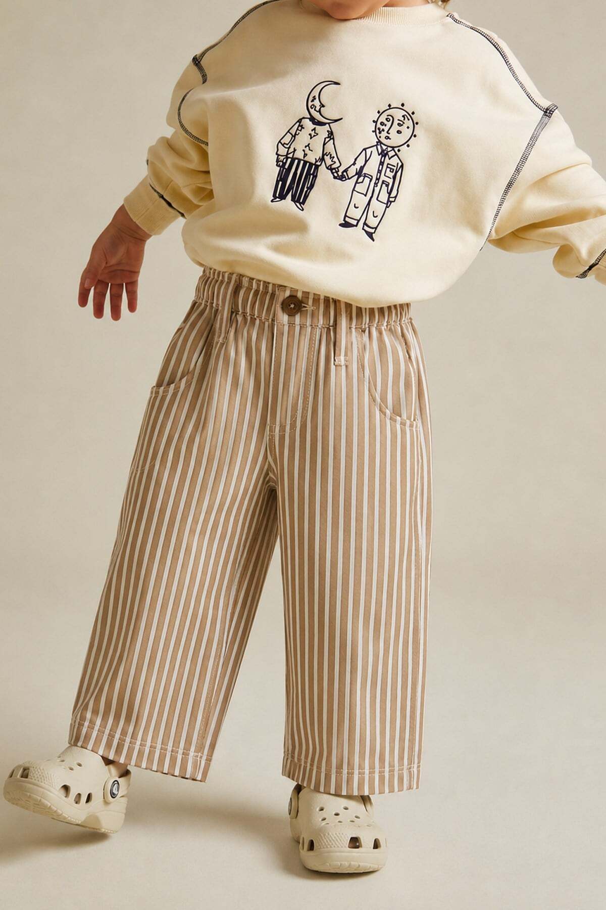 Monila Unisex Children's Striped Comfortable Pants with Elastic Waist